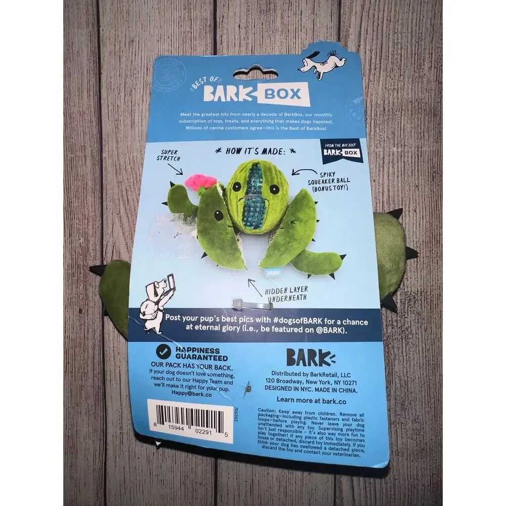 Bark Box Consuela The Cactus Pink Flower Green Plush Rip Reveal All Size Toy NWT